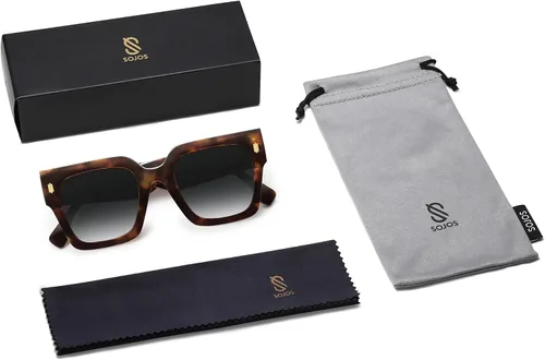 Vista 12 de SOJOS Gafas de sol cuadradas vintage de gran tamaño para mujer, estilo retro, de lujo, grandes, UV400 SJ2194