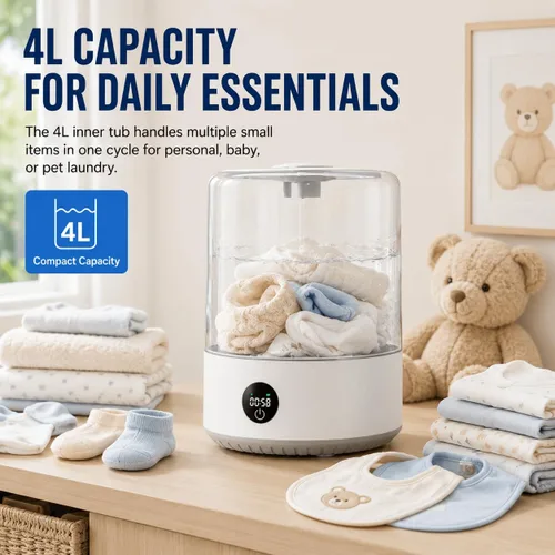 Vista 3 de Mini lavadora portátil de 4 litros, lavadora compacta inalámbrica recargable para ropa interior, ropa de bebé, ropa para mascotas, ideal