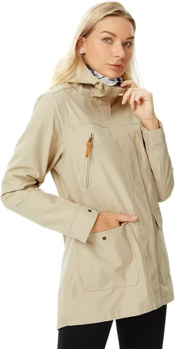 Vista 2 de ALPHA CAMP Chaqueta impermeable para mujer, rompevientos con capucha, ligera, suave, abrigos largos para lluvia