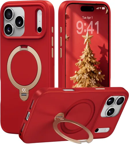 Vista 20 de CASEKOO Funda negra para iPhone 17 con soporte magnético giratorio de 360 grados