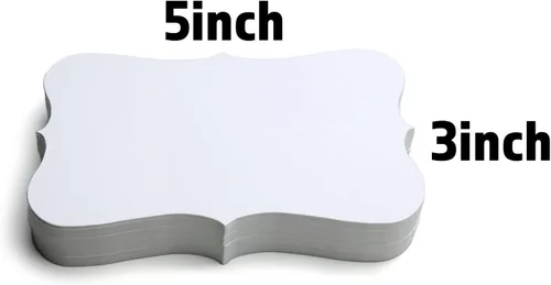 Vista 2 de PPAPPAPPIYO Ficha de índice blanco 3x5/Juego de 50 fichas en blanco 300gsm (blanco) Thick cardstock & die-cut baroque shape. Blank flash cards for