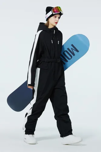 Vista 3 de Trajes de esquí de una pieza para mujeres, resistentes al viento, impermeables, monos de invierno para deportes al aire libre Negro