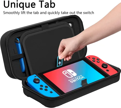 Vista 6 de Switch - Funda de transporte compatible con Nintendo SwitchOLED, compatible con Joy-Con y adaptador de CA, bolsa rígida portátil de transporte