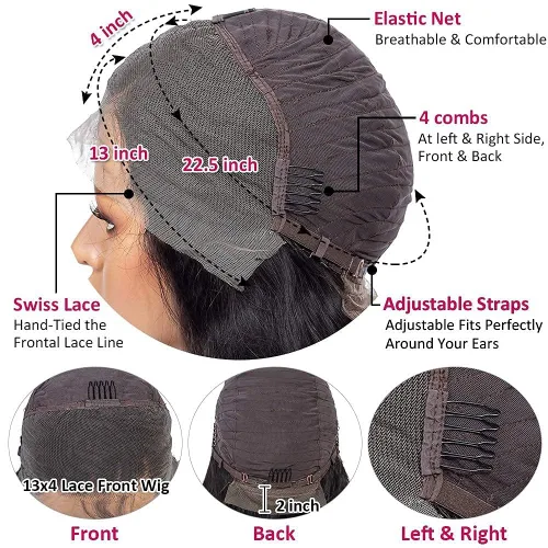 Vista 5 de Pelucas de cabello humano ondulado con encaje frontal para mujer, 13 x 4, HD, transparente, sin pegamento, prearrancadas con abuelitos, 150
