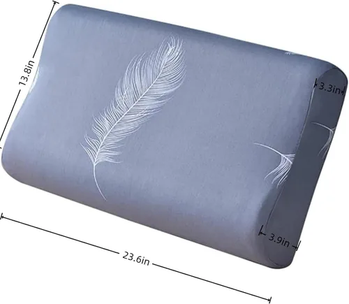 Vista 2 de Fundas de almohada de algodón con estampado a cuadros para contorno de cuello de espuma viscoelástica con cremallera (estilo A) Almohada de espuma