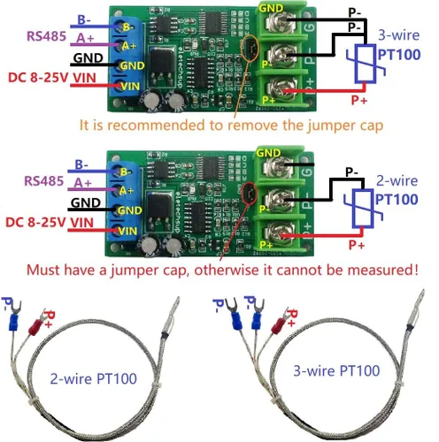 Vista 3 de PT100 Thermocouple RTD Sensor Tester with High-Quality Temperature Measurement IC -20-400 Celsius RS485 Modbus Rtu (1 PCS (A version 20-400C))