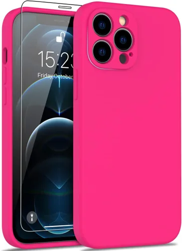 Vista 45 de DEENAKIN Funda de silicona compatible con iPhone 12 con protector de pantalla, mejora la protección de la cámara, funda protectora suave y flexible