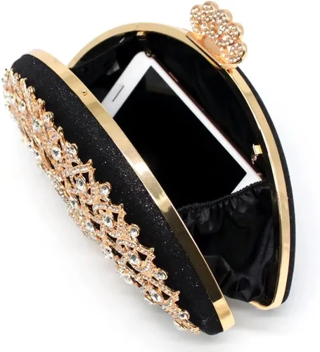 Vista 2 de Bolso de noche para mujer bolso de noche de cristal de metal dorado bolso de mano para mujer bolso de fiesta de boda color A talla única talla única