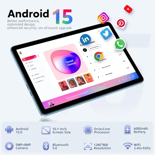 Vista 2 de Tablets Clearance 2026, mini portátil con teclado, portátil barato pequeño 2 en 1 Android tablet, 10 pulgadas 24GB RAM+128GB ROM, Octa-Core 6000mAh