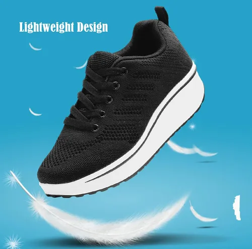 Vista 3 de DADAWEN - Tenis para caminar con plataforma para mujer, transpirables, ligeros, cómodos, informales, tallas 5 a 12 de EE. UU