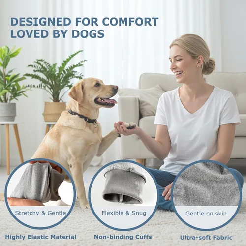 Vista 5 de Funda de recuperación de codo de perro con almohadillas protectoras para perros mayores y patas delanteras postoperatorias, soporte antilamidas