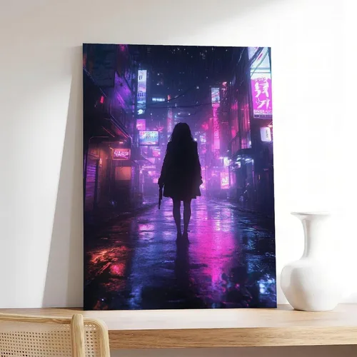 Vista 7 de XAHOR Anime Vaporwave Wall Decor – Retro Neon Urban Landscape – Cyberpunk Night City Poster Canvas Poster Wall Art Decor Print Picture Paintings for