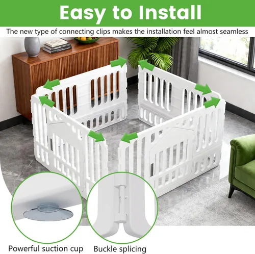 Vista 3 de BestPet Corralito para perros de 24 pulgadas, 4 paneles de plástico para mascotas con puerta, corral de ejercicios para cachorros, valla de espacio