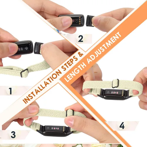 Vista 3 de enkic Bandas elásticas de nailon solo compatibles con correas Fitbit Luxe para mujeres y hombres, correa deportiva transpirable ajustable