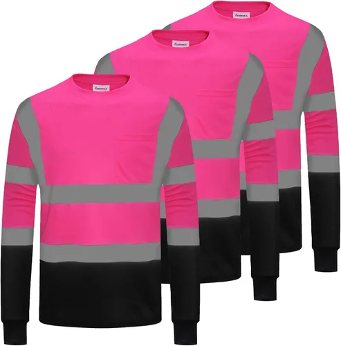 Vista 17 de ProtectX Camisas de manga larga de alta visibilidad, camiseta de seguridad reflectante de alta visibilidad para hombres y mujeres, camisa