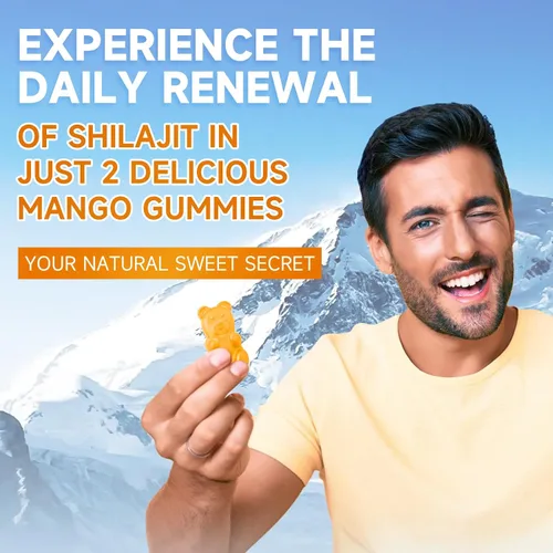 Vista 6 de Shilajit - Gomitas de 1000 mg sin azúcar, suplemento puro de Shilajit del Himalaya para hombres y mujeres, alto en más de 85 oligoelementos y ácido