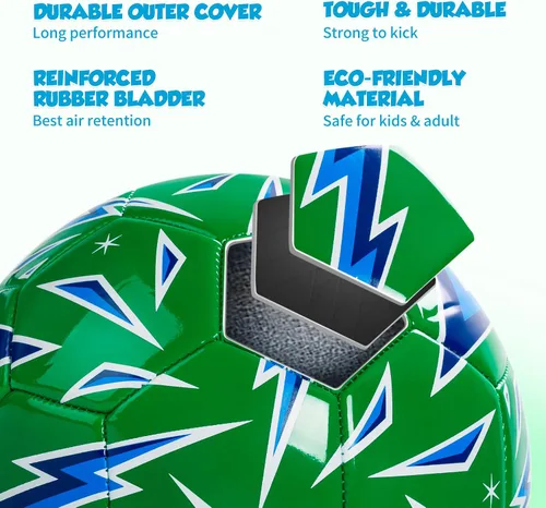 Vista 4 de EVERICH - Balón de fútbol tamaño 235 para niños pequeños y niños, diseño bonito de dinosaurio de unicornio brillante, fútbol de tamaño pequeño
