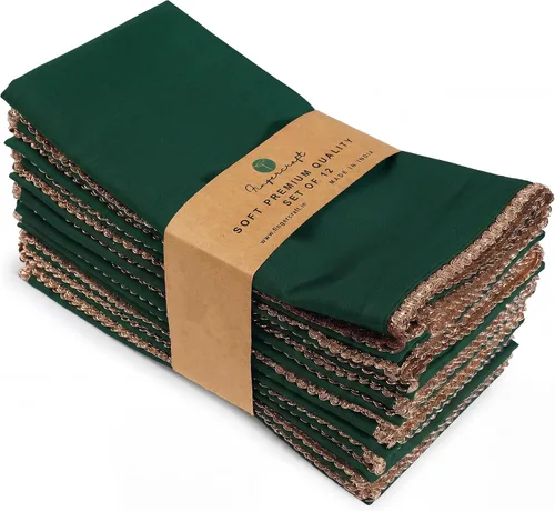 Vista 56 de FINGERCRAFT Servilletas de tela de lino y algodón de 12 unidades con esquinas ingletadas y elegante encaje para uso diario; las servilletas están