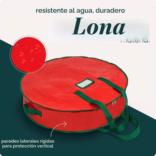 Vista 4 de Bolsa de almacenamiento de corona de Navidad de Handy Laundry - Material de lona duradero, cremallera, asas de transporte resistentes, protección