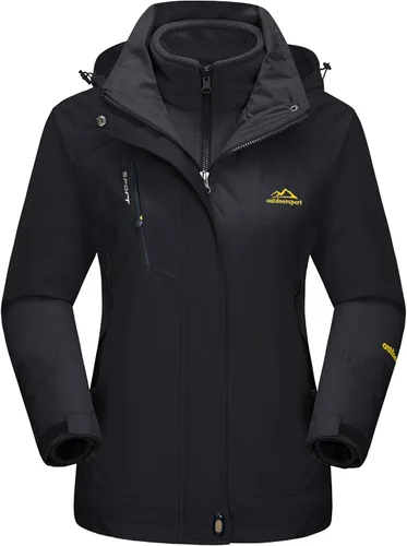 Vista 9 de MAGCOMSEN - Abrigos de invierno 3 en 1 para mujer, chaqueta de esquí impermeable, cortavientos, con forro polar, parka