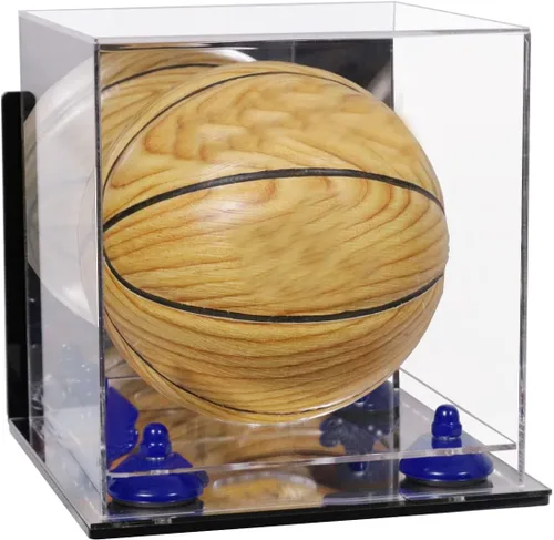 Vista 89 de Better Display Cases Mini acrílico - Miniatura (no tamaño completo) Baloncesto vitrina con elevadores negros y espejo (A015-BR)