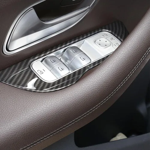 Vista 6 de Panel de control interior de la ventana de la puerta del automóvil Cubierta de fibra de carbono Moldeo Cerradura de puerta Marco de interruptor