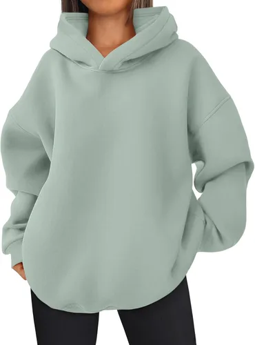 Vista 9 de EFAN Sudadera cómoda con capucha de gran tamaño para mujer Verde Armada (ArmyGreen)