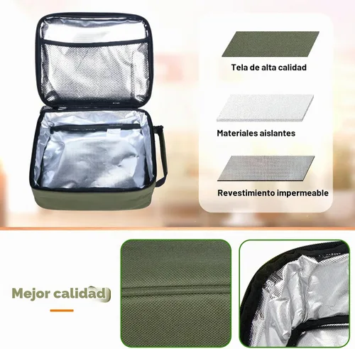 Vista 6 de Hap Tim Lonchera térmica para mujer, lonchera reutilizable para mujeres y hombres, lonchera para adultos para el trabajo, lonchera portátil, verde