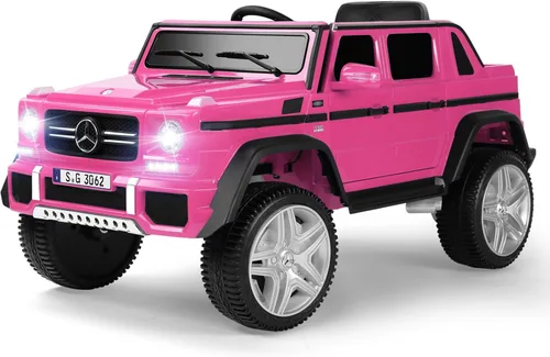 Vista 11 de JOYLDIAS - Auto Mercedes-Benz G650S con licencia para niños, camión de paseo para niños 12V7AH con luces LED subterráneas, control remoto, 3 Negro