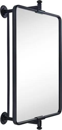 Vista 3 de TEHOME Espejo rectangular redondeado negro pivot-N-View para tocador de baño, espejo giratorio inclinable para tocador de esquina, 14 x 22 pulgadas