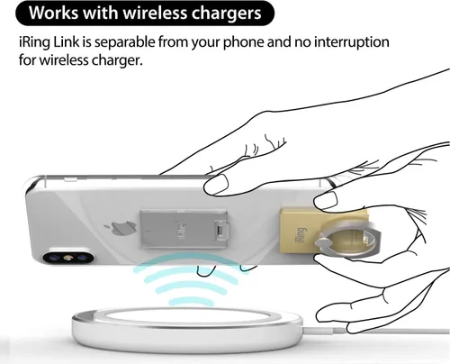 Vista 3 de iRing Link, hecho en Corea, soporte para teléfono compatible con carga inalámbrica, soporte para teléfono celular, soporte para dedo y soporte
