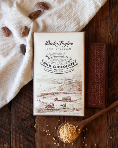 Vista 4 de Dick Taylor Craft Chocolate Tríos de chocolate con leche Regalo de chocolate artesanal gourmet A2, sin soja, hecho a mano Barras de 2 onzas