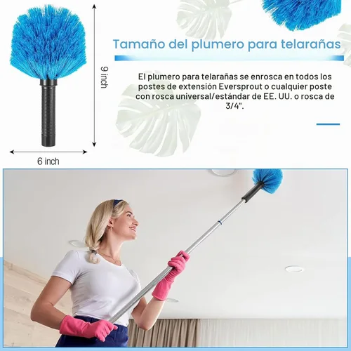 Vista 2 de Yinkin 9 piezas Twist on Cobweb Duster Brush Head Bulk