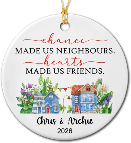 Vista 18 de Adornos de cerámica personalizados para los mejores amigos están atados con cuerdas de corazón, adorno personalizado de 2 amigos, adorno de buenos