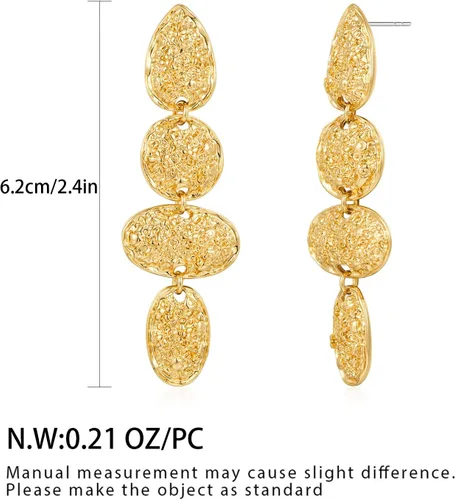 Vista 6 de Long Gold Dangle Earrings For Women