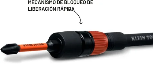Vista 3 de Klein Tools 31088 Extensión de doble bloqueo de 6 pulgadas, soporte para brocas de impacto de vástago hexagonal de 1/4 pulgadas, mecanismo