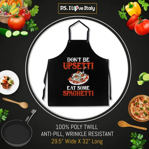 Vista 2 de P.S. I Love Italy Delantal Eat Some Spaghetti – Delantal italiano con peto fresco y lindo para hombres y mujeres