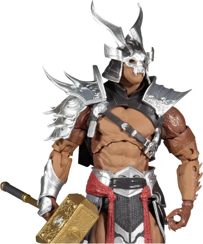 Vista 5 de McFarlane Toys Mortal Kombat Shao Kahn (Platinum Kahn) Figura de acción de 7 pulgadas con accesorios