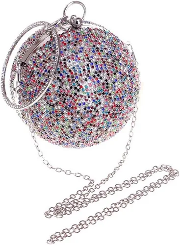 Vista 4 de Bolso de mano con forma de bola, bolso de fiesta, bolso de noche con mango de anillo de diamantes