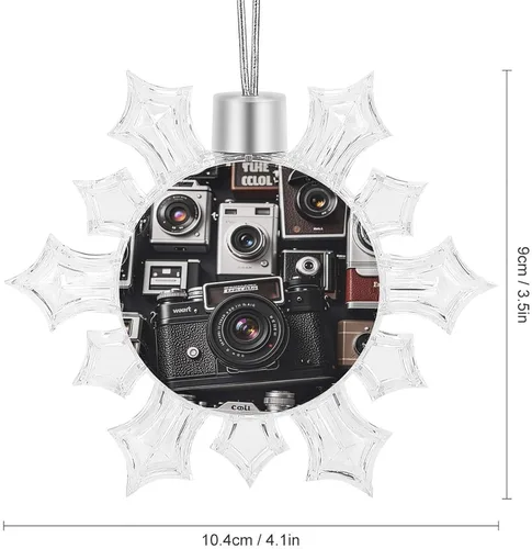 Vista 2 de Retro Cool Camera Collection Snowflake Ornaments Christmas Hanging Snowflake Decorations Christmas Snowflakes Decorations Supplies for Party
