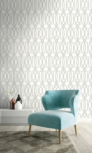 Vista 3 de NextWall Papel tapiz decorativo gris suave para despegar y pegar