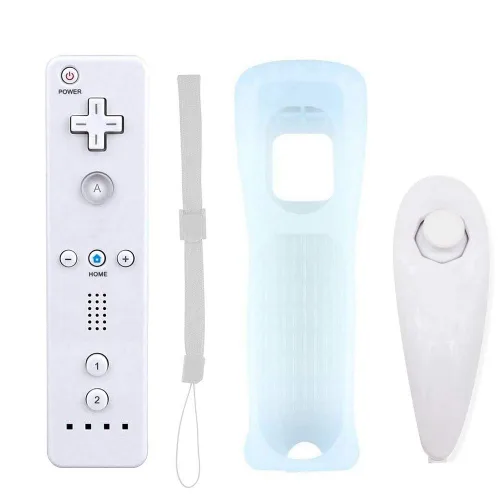 Vista 2 de ZOTAIN Wii Remote Controller and Wii Nunchuk Controller with Silicone Case and Wrist Strap Compatible for Nintendo Wii & Wii U (White)