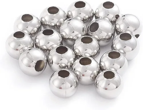 Vista 15 de Beadthoven - 500 cuentas redondas de acero inoxidable de 0.079 pulgadas (0.079 in), cuentas de metal redondas lisas doradas, espaciadores, bolas