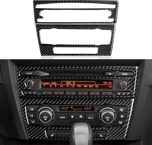 Vista 17 de Adhesivo de fibra de carbono para rejilla de aire acondicionado del panel de la consola central del coche, calcomanía decorativa compatible con BMW
