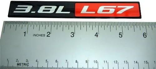 Vista 2 de Emblema de aluminio real L67 L67 de 3.8 litros, compatible con Pontiac Buick Holden Chevrolet Chevy Oldsmobile