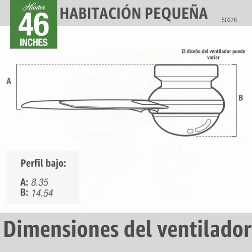 Vista 6 de Hunter Anslee, Ventilador de techo, para interiores, con luz LED, 46 Acabado cepillo níquel (Brushed Nickel Finish)