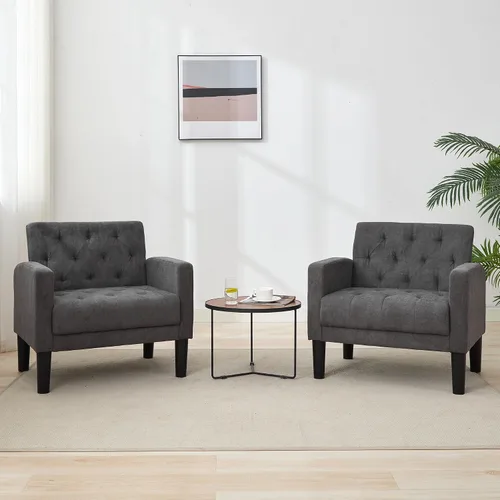 Vista 9 de TYBOATLE Sillas de salón modernas estilo mediados de siglo con botones de tela, cómodas sillas tapizadas modernas para dormitorio y oficina, silla