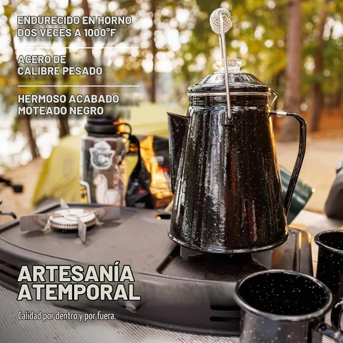 Vista 6 de COLETTI Juego Clásico de Cafetera Percoladora de Esmalte y Tazas — La Cafetera de Camping Más Nostálgica, Ahora Modernizada