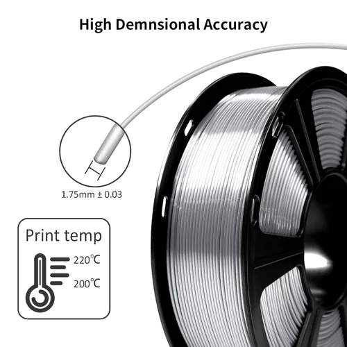 Vista 3 de GEEETECH Filamento PLA de seda plateado de 0.069 libras, filamento de seda brillante para impresora 3D, carrete de 2.2 libras, precisión dimensional