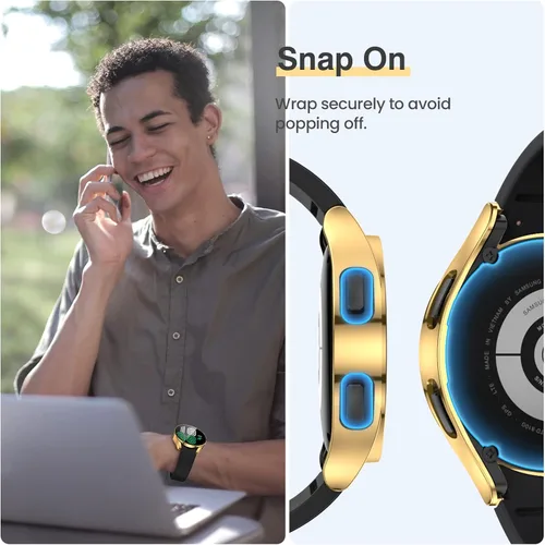 Vista 5 de Tensea Paquete de 2 fundas protectoras de pantalla para Samsung Galaxy Watch FE 2024/5 2022/4 2021, accesorios de 1.575 in, cubierta protectora